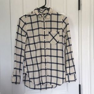 J.Crew cream and navy flannel shirt